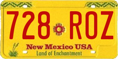 NM license plate 728ROZ