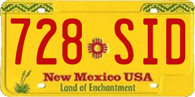 NM license plate 728SID