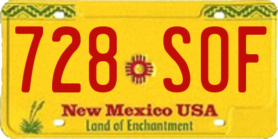 NM license plate 728SOF
