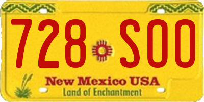 NM license plate 728SOO