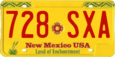 NM license plate 728SXA