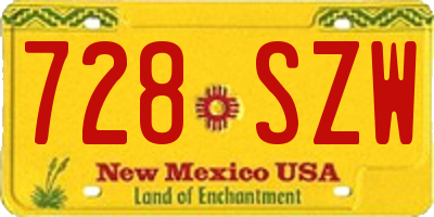 NM license plate 728SZW