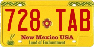 NM license plate 728TAB