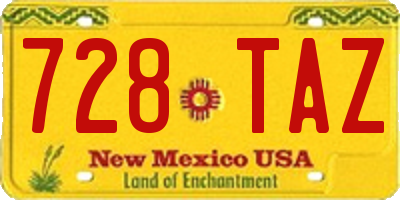 NM license plate 728TAZ