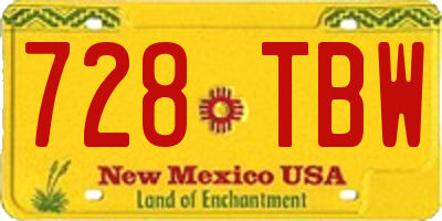 NM license plate 728TBW