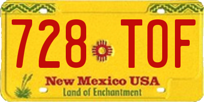 NM license plate 728TOF