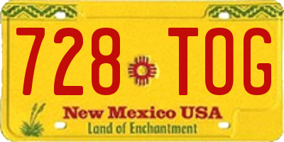 NM license plate 728TOG