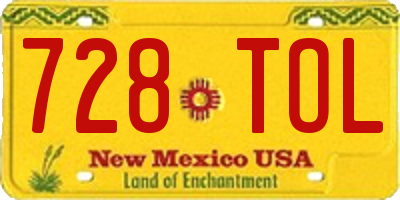 NM license plate 728TOL