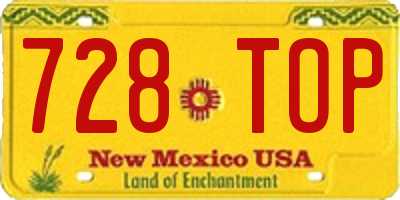 NM license plate 728TOP