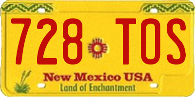 NM license plate 728TOS