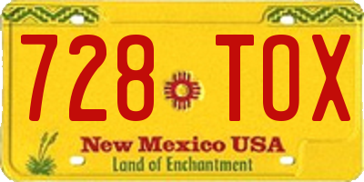 NM license plate 728TOX