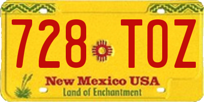 NM license plate 728TOZ