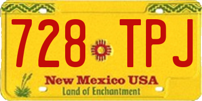 NM license plate 728TPJ