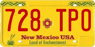 NM license plate 728TPO
