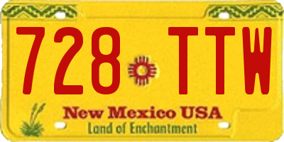 NM license plate 728TTW