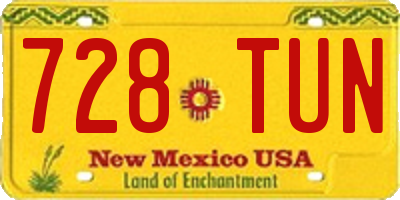NM license plate 728TUN