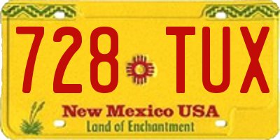 NM license plate 728TUX
