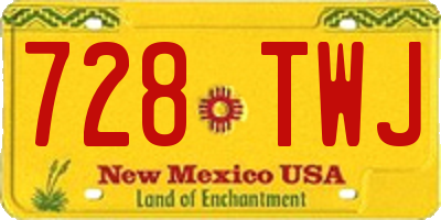 NM license plate 728TWJ