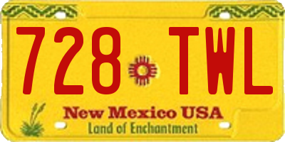 NM license plate 728TWL