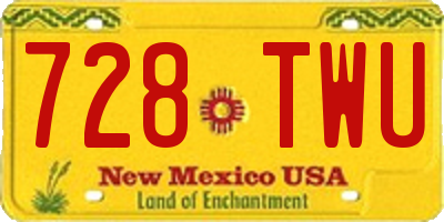 NM license plate 728TWU