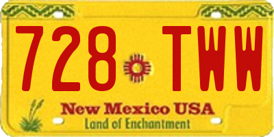 NM license plate 728TWW
