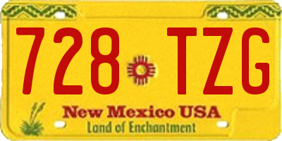 NM license plate 728TZG