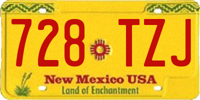 NM license plate 728TZJ