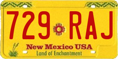 NM license plate 729RAJ