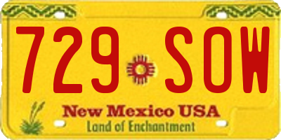 NM license plate 729SOW