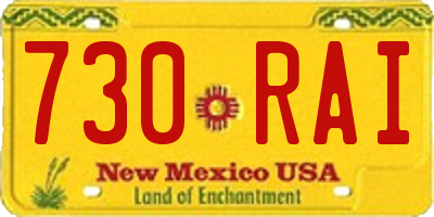 NM license plate 730RAI