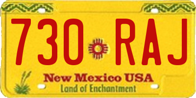 NM license plate 730RAJ