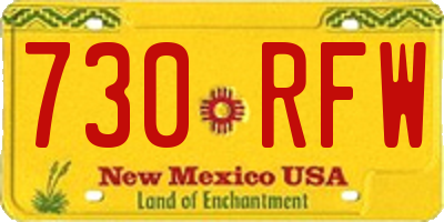 NM license plate 730RFW