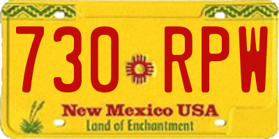 NM license plate 730RPW