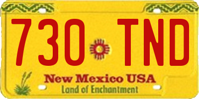 NM license plate 730TND