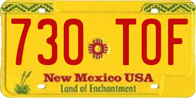 NM license plate 730TOF