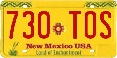 NM license plate 730TOS
