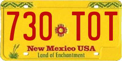NM license plate 730TOT