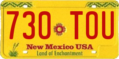 NM license plate 730TOU