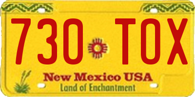 NM license plate 730TOX