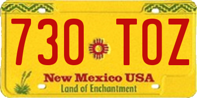 NM license plate 730TOZ