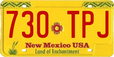 NM license plate 730TPJ