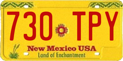 NM license plate 730TPY