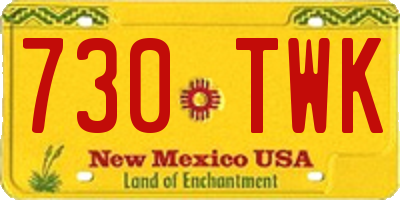 NM license plate 730TWK