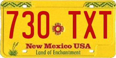 NM license plate 730TXT