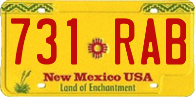 NM license plate 731RAB