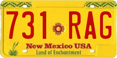 NM license plate 731RAG