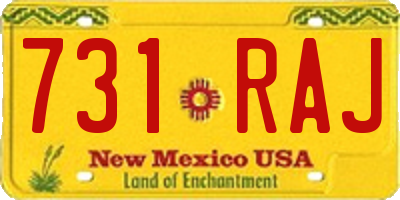 NM license plate 731RAJ