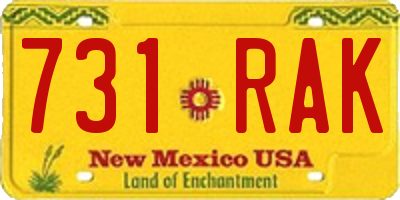 NM license plate 731RAK
