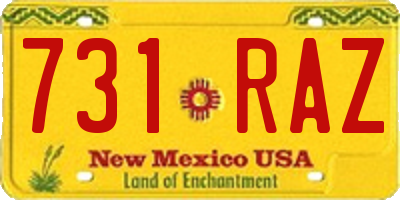 NM license plate 731RAZ