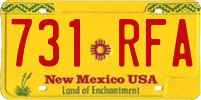 NM license plate 731RFA